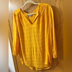 Pleione Mustard V-Neck Blouse